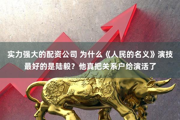 实力强大的配资公司 为什么《人民的名义》演技最好的是陆毅？他真把关系户给演活了